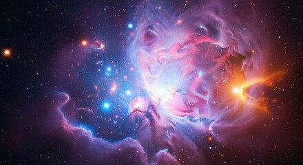 Obraz premium Vibrant Nebula in Deep Space - Cosmic Background