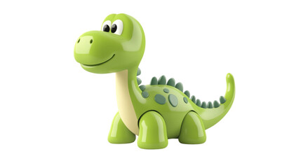 Fototapeta premium Simple Green Dinosaur Toy with Playful Expression isolated on a Transparent or white Background