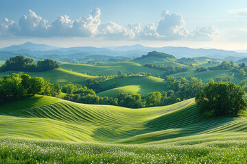 Fototapeta premium Tranquil Countryside Landscape Bathed in Afternoon Sun