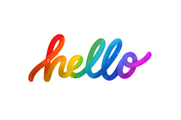 The word hello in rainbow colors, perfect for a greeting card isolated on transparent background