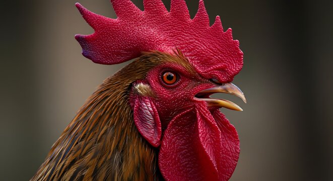 Close up portrait of a majestic rooster head.