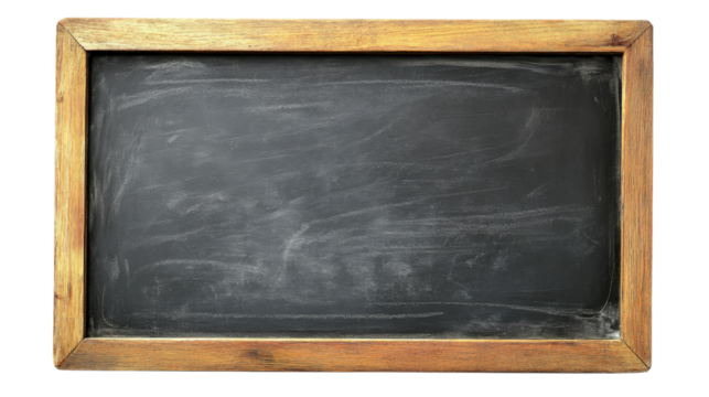 Used Blackboard with Wooden Frame  isolated on a Transparent or white Background