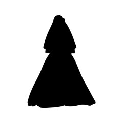 Naklejka premium A simple, striking silhouette of a wedding dress and veil.