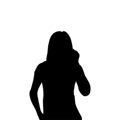 A simple, impactful silhouette of a woman talking on a mobile phone.