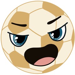 A cartoon-style football emoji showing anger or frustration. Great for expressive sports stickers, children’s emotion charts, or digital storytelling assets.