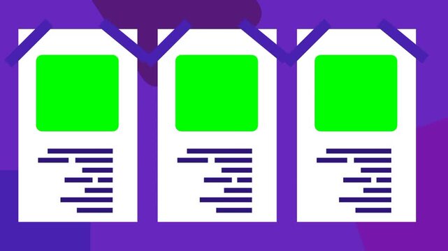 Vertical card layout greenscreen with space for text and media, great for clean slide transitions or product showcases