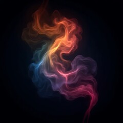 Obraz premium Colorful Swirling Smoke Waves on Black Background