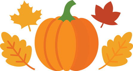 Naklejka premium Vibrant autumn pumpkin and leaf illustration vector bundle for festive designs