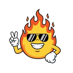 Cool fire flame showing peace sign isolated on white background