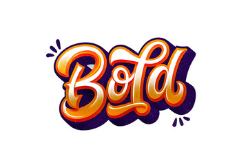 A dynamic and eyecatching illustration of the word bold in a stylized, handdrawn font isolated on transparent background
