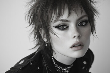 Alternative Model Portrait in Fanzine Style Facing the Camera