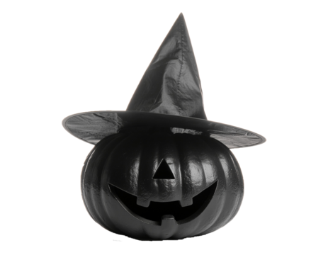 Black Halloween Pumpkin Jack O’Lantern Isolated on Transparent Background - Powered by Adobe