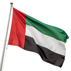 Obraz premium Flag of the united arab emirates waving on a flagpole isolated on transparent background