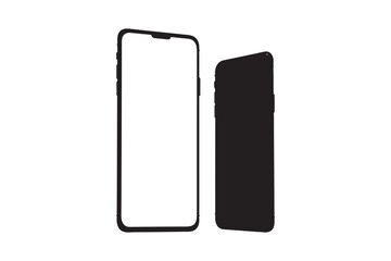 Modern smartphone with blank screen and shadow in silhouette on a white background a clean digital device concept silhouette