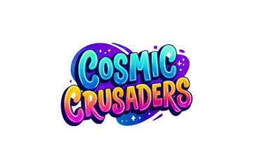 The words cosmic crusaders in colorful letters isolated on transparent background cosmic crusaders concept