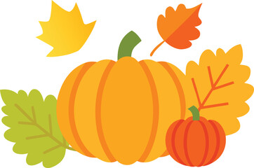 Happy national pumpkin day autumn harvest vector illustration with decorative elements