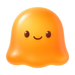 PNG Cute orange smiling ghost illustration.