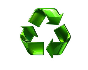 Obraz premium 3D Glossy Green Recycling Symbol PNG