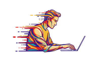 abstract vector of man using a laptop
