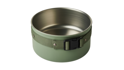 Durable metal camping bowl with adjustable strap for outdoor adventures