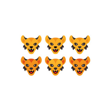 10 different hyena mascot style animal head vector