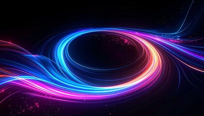 An electrifying dance of color and motion—where energy streams curve through darkness, painting speed and futuristic rhythm.