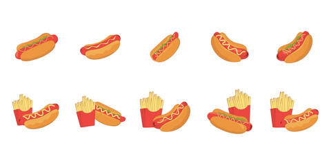 Hot Dog Illustration Set