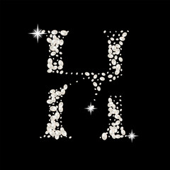 Capital Letters H of English alphabet. luxury and elegant font glamour french style