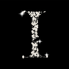 Capital Letters I of English alphabet. luxury and elegant font glamour french style