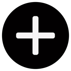 Obraz premium Black Circle with White Plus Sign Icon - Modern Add Button Design
