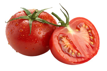 Fresh ripe tomatoes one whole one cut