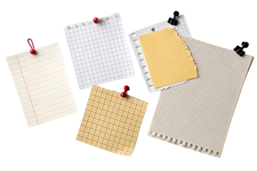 Handwritten notes pinned against black background