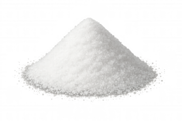 Granulated white sugar forming a pile on a transparent background, ideal for food and beverage concepts