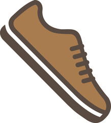 Brown sneaker illustration with laces, suitable for casual wear