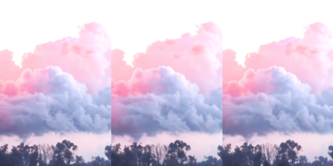 evening pastel pink clouds weather nature outdoor isolated on white background, png, ai generated.