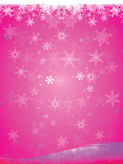 Pink grunge Christmas background, Christmas wishes background, Winter Snowfall Christmas background, Flying snow flakes and stars on winter Pink background. snowflake template. Vector illustration.