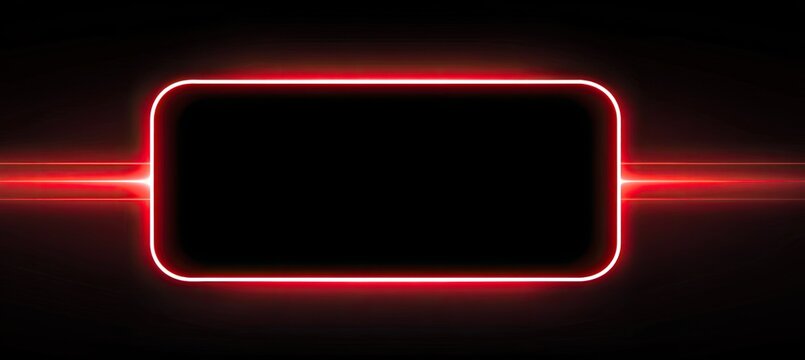 Neon red glowing rectangular frame on a dark background