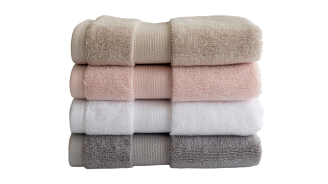 Luxurious soft towels stacked in calming neutral colors for relaxation