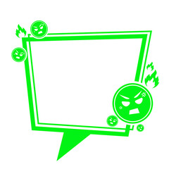 green speech box frame and angry icon