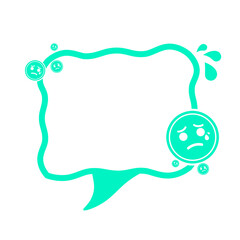 green speech box frame and sad icon