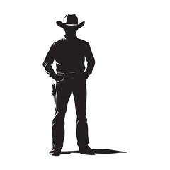 Cowboy silhouette, vector illustration, Silhouette cowboy full body black color only