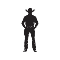 Cowboy silhouette, vector illustration, Silhouette cowboy full body black color only