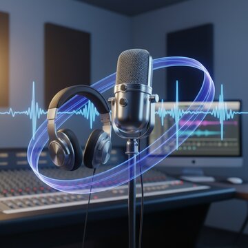 Create Engaging Audio Content: Professional Microphone et Headphones for Podcast Recording, Radio Broadcast, and Voiceover Production. Ideal for Branding and Marketing!