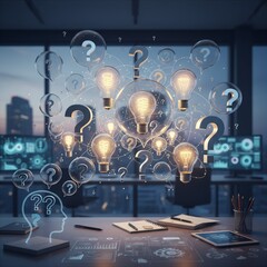 Illuminating Solutions: Creative Thinking for Innovative Business Strategy and Problem Solving, Sparking Ideas for Growth and Success. Brainstorming Session Concept.