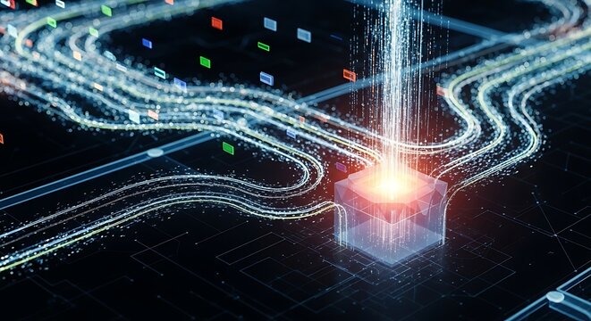 Digital data flow visualization. - Powered by Adobe