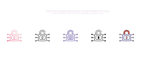 Ai Lock icon design with white background stock illustration