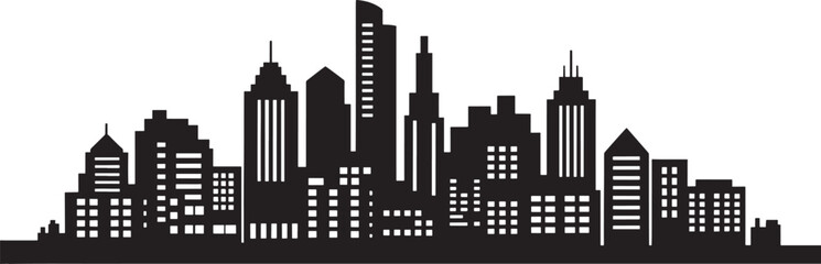 City building silhouette vector, Building vector design element