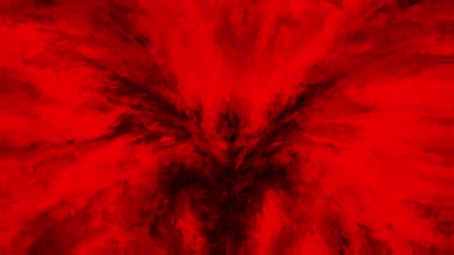Angry awakened demon. Scary grunge 2D animation in horror fantasy genre. Hell visions. Red and black background. Motion graphics for music clips and VJ loops. Animated short video with brush stroke.