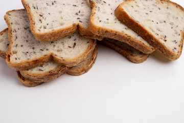 Freshly sliced ​​sourdough bread with a textured texture. Food.