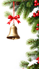 Glocke hängt an Tannenzweige, Weihnachten 